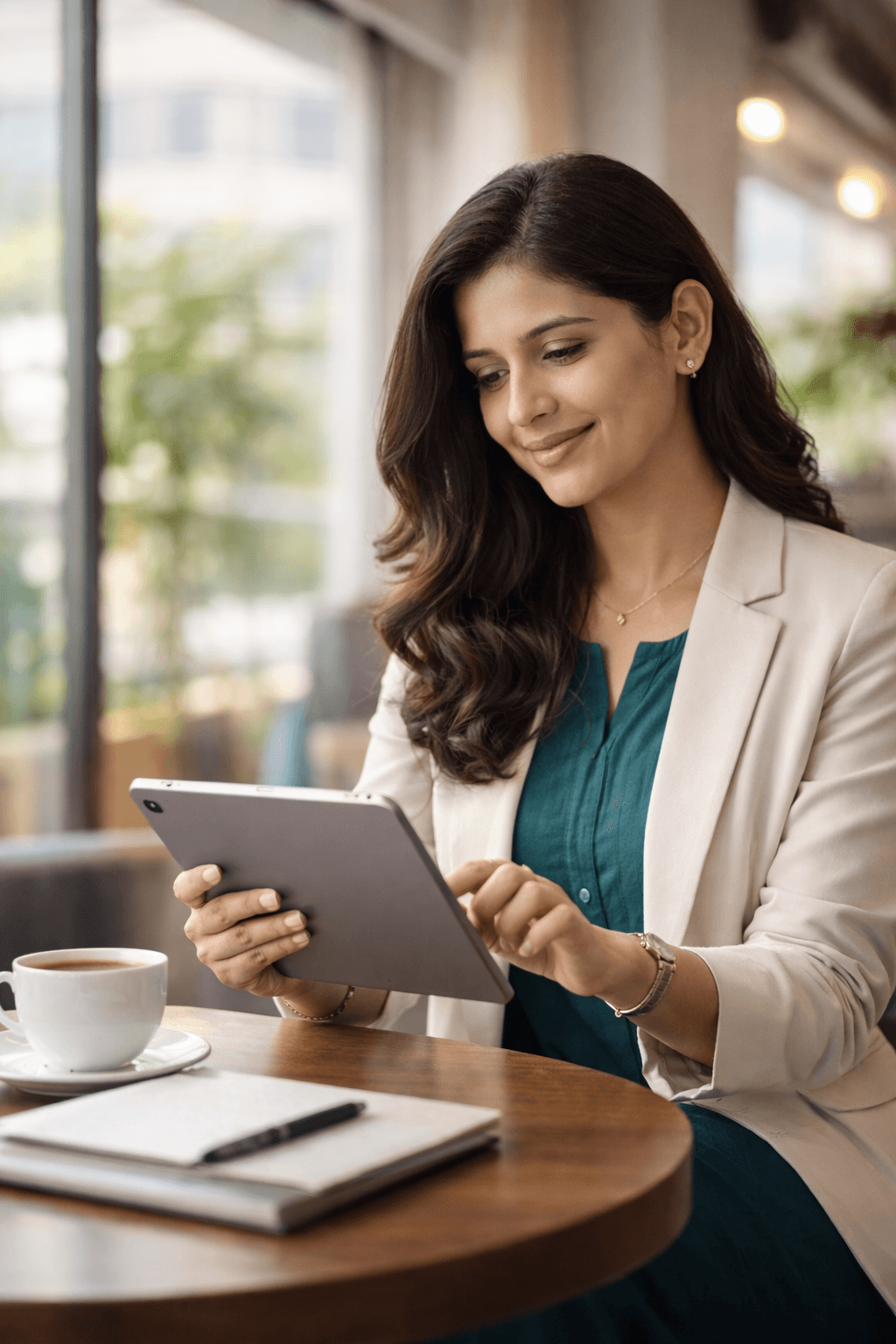 Confident investor managing portfolio